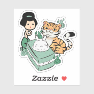 Sticker Tigre mignon, Rokurokubi & Mooncake