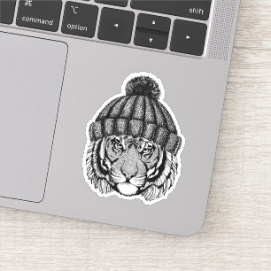 Sticker Tigre prêt de mode d'hiver