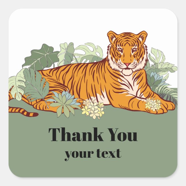 sticker tigre, salutation, merci jungle animale (Devant)