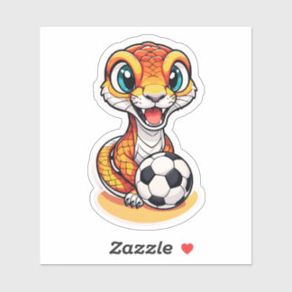 Sticker Tigre serpent Sniger mignon jouant au football