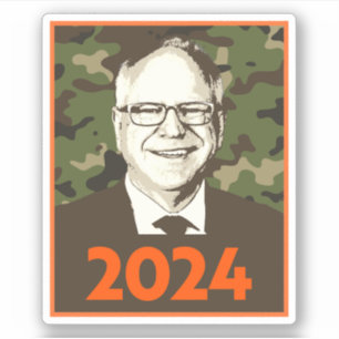 Sticker Tim Walz 2024 Espoir au Camouflage