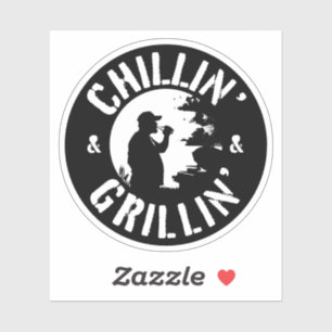 Sticker Timbre blanc de Chillin & Grillin