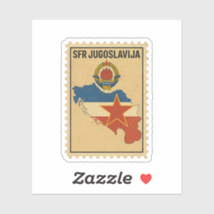 Sticker Timbre de carte vintage de la Yougoslavie socialis