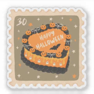 Sticker Timbre de gâteau vintage Joyeux Halloween