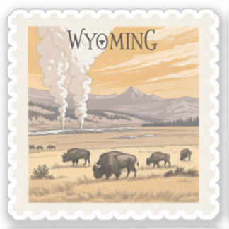 Sticker Timbre de geyser de bison de Wyoming Yellowstone v