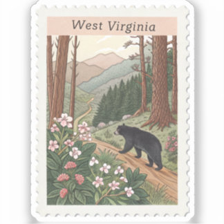 Sticker Timbre de montagne d'ours noir vintage de Virginie