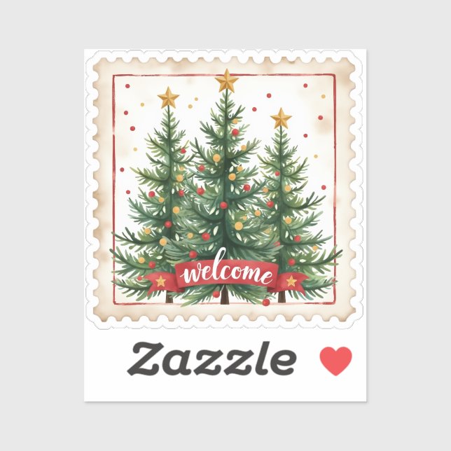 Sticker Timbre de Noël de la fête (Feuille)