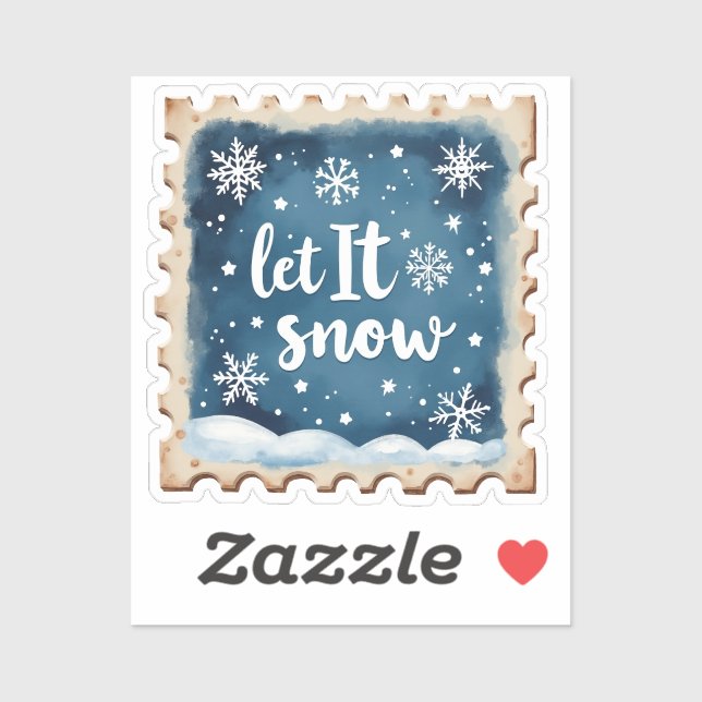 Sticker Timbre d'hiver « Qu'il neige » (Feuille)