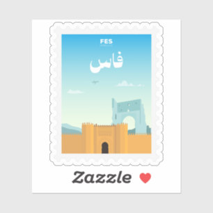 Sticker Timbre-poste de Fès Maroc Voyage