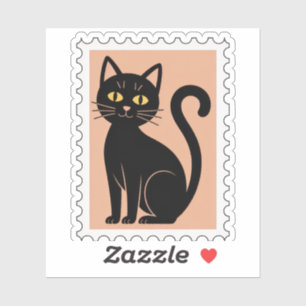 Sticker Timbre-poste Halloween Chat Noir