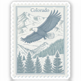Sticker Timbre Vintage Aigle Royal Montagnes Rocheuses Col
