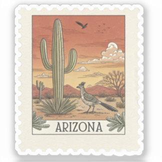Sticker Timbre vintage de l'Arizona avec un géocoucou et u