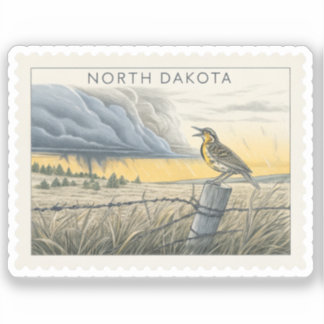 Sticker Timbre Vintage Meadowlark du Dakota du Nord