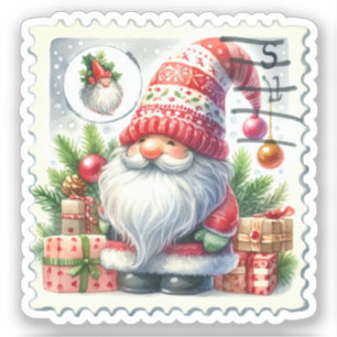 Sticker Timbres de Postage de Noël Vintage Gnomes