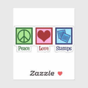 Sticker Timbres Peace Love   Collecteur de timbres
