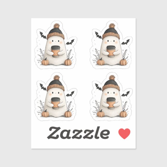 Sticker Tiny Cute Ghost Automne Halloween - Cosy Automne (Feuille)