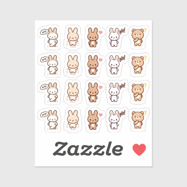 Sticker Tiny latte emotion alanimals planner (Feuille)