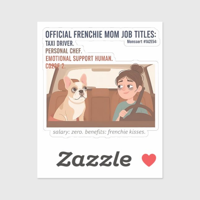 Sticker Titres de poste de maman Frenchie drôles de chien  (Feuille)