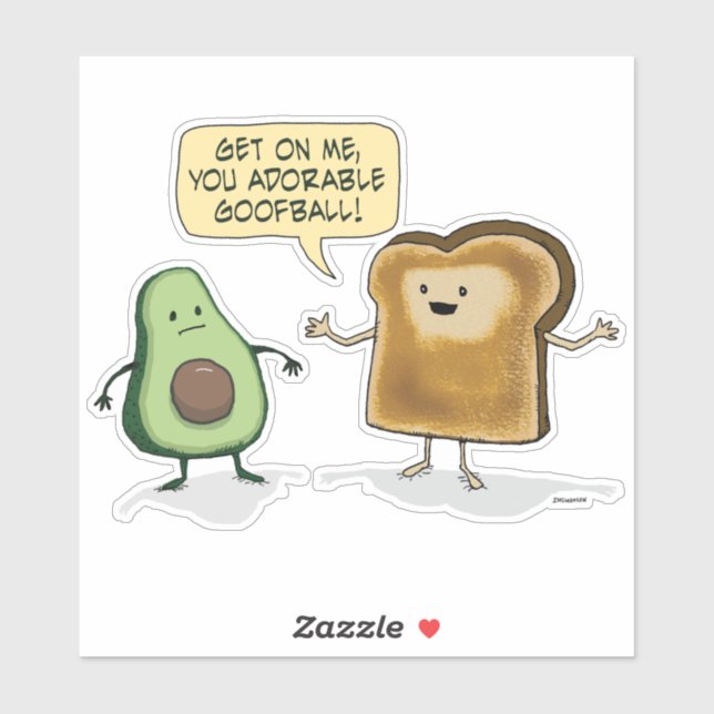 Sticker Toast Avocado mignon et amusant (Feuille)