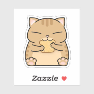 Sticker Toast de chat orange gras
