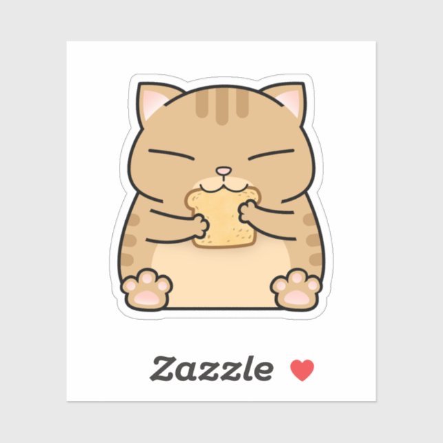 Sticker Toast de chat orange gras (Feuille)