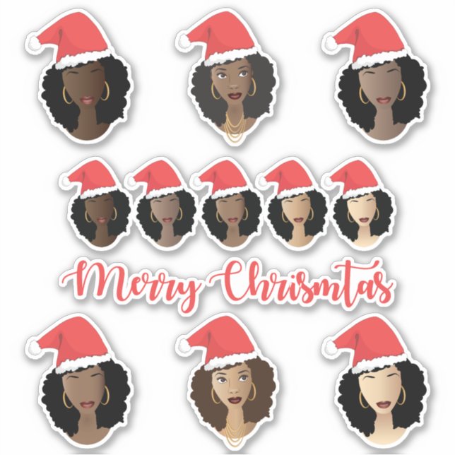 Sticker Tons de Melanin, Femmes noires, Joyeux Noël (Devant)