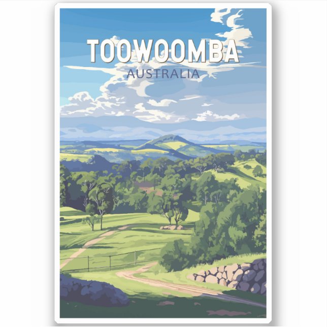 Sticker Toowoomba Australia Travel Art Vintage (Devant)