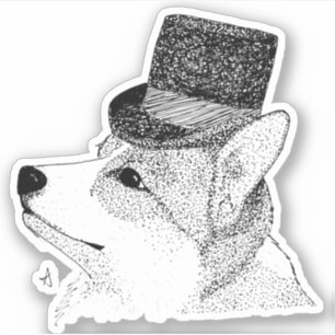 Sticker Top Hat Corgi
