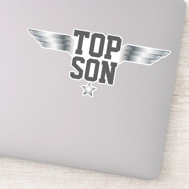 Sticker Top Son Aviator Pilote Ailes Effet Argent (Détail)