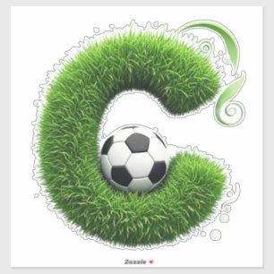 Sticker Topiaire de lettre C à gazon vert avec ballon de f