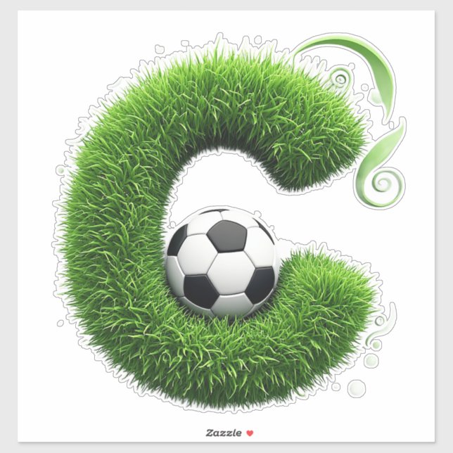 Sticker Topiaire de lettre C à gazon vert avec ballon de f (Feuille)