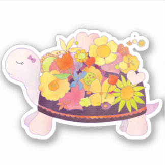 Sticker Tortue à fleurs Whimsical