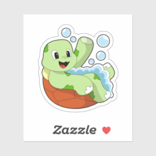 Sticker Tortue à la baignade avec mousse
