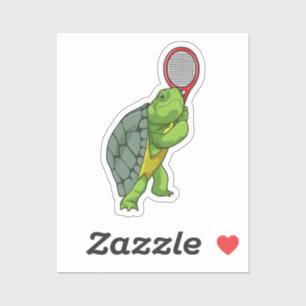 Sticker Tortue au Tennis avec raquette de tennis