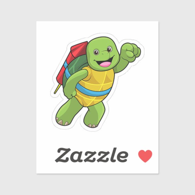 Sticker Tortue au volant avec fusée (Feuille)