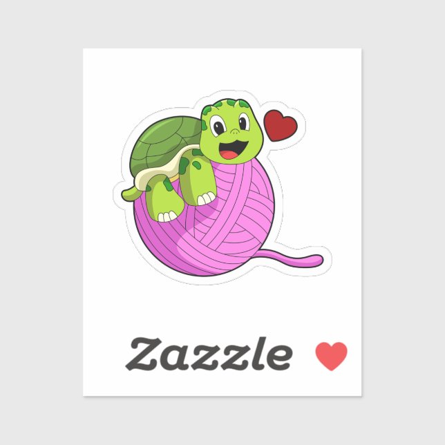 Sticker Tortue avec balle de laine (Feuille)