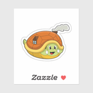 Sticker Tortue avec coquille comme maison