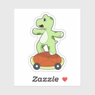 Sticker Tortue avec coquille en tant que skateboard