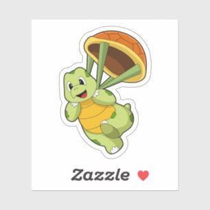 Sticker Tortue avec Shell en tant que Skydiver