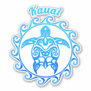Sticker Tortue bleu de l'océan Kauai