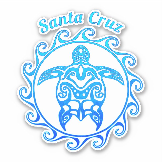 Sticker Tortue bleu de l'océan Père Noël Cruz (Devant)