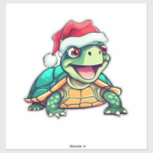 Sticker Tortue caricaturale, rire, avec chapeau de Père No