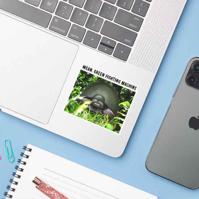 Sticker Tortue Commando Lente (Ordinateur portable avec iPhone)