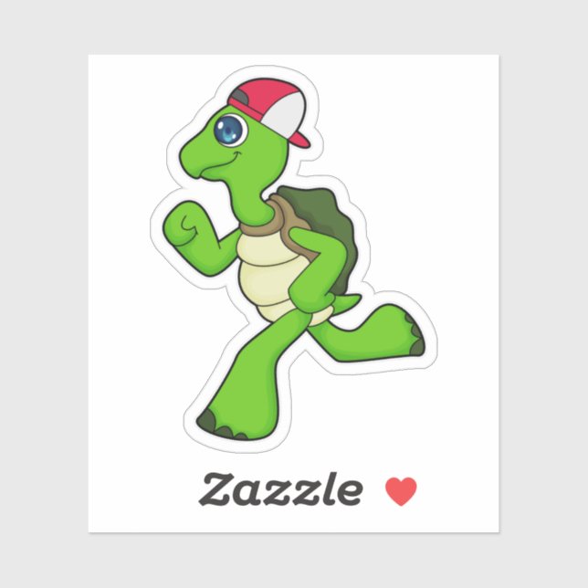 Sticker Tortue comme coureur avec Casquette (Feuille)