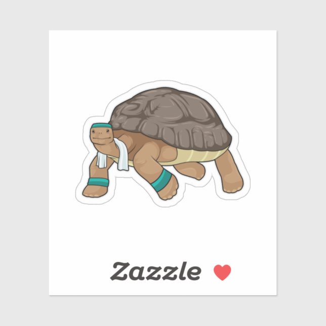 Sticker Tortue comme coureur avec serviette (Feuille)