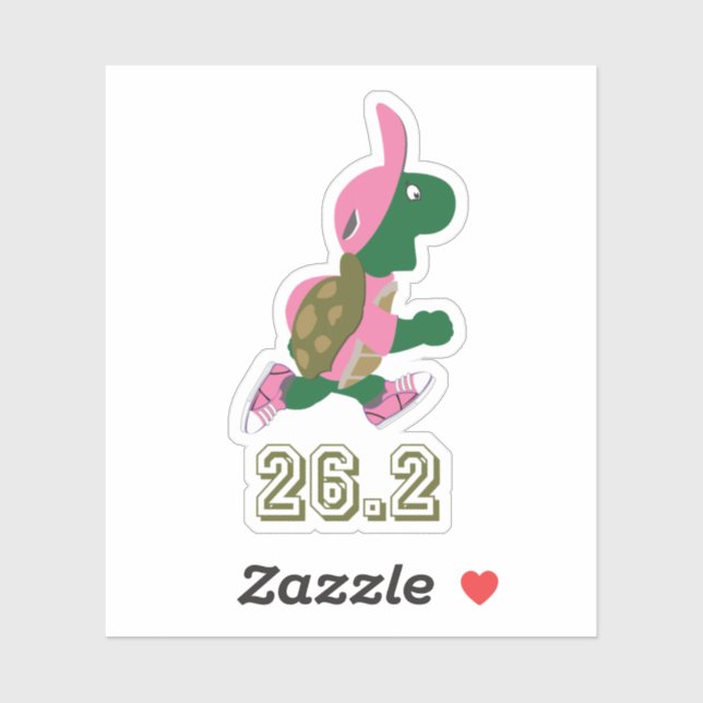 Sticker Tortue de course de marathon en rose (Feuille)