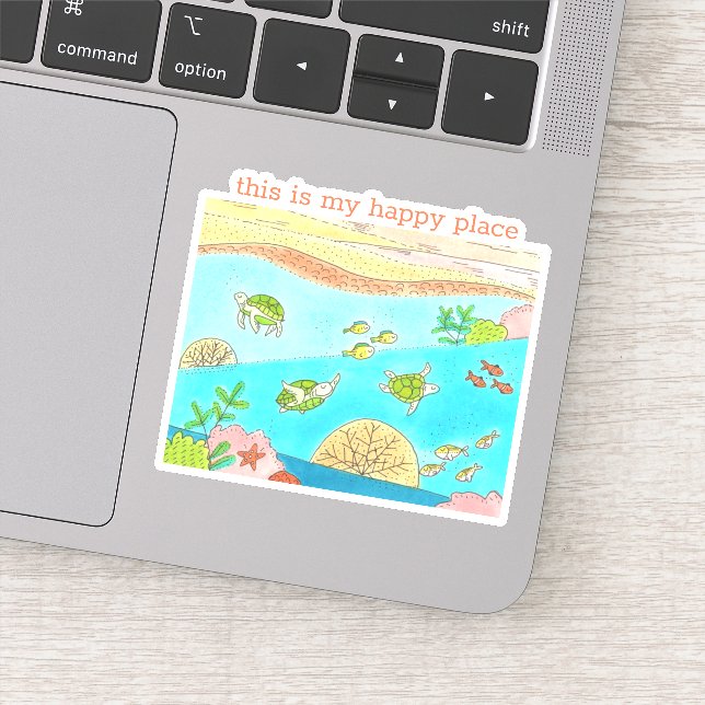 Sticker Tortue de mer Endroit heureux (Détail)