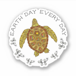 Sticker Tortue de mer Jour de la Terre Tous les jours Mign