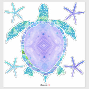 Sticker Tortue de mer Lavande dans Starfish Beach Décor oc