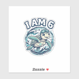 Sticker Tortue de mer mignonne Je suis un anniversaire de 